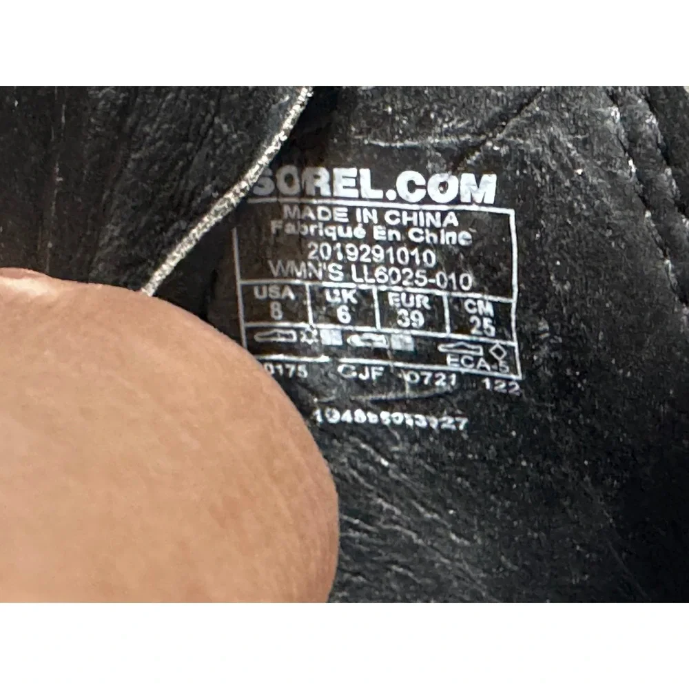 Sorel‎ Cameron Flatform Ankle Strap Wedge Sandals Leather Black Olive Size 8